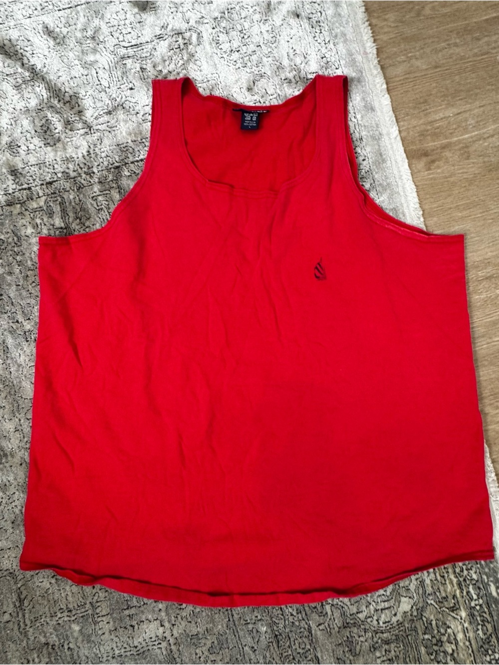 Vintage Nautica Red Cotton Tank Top with Contrast Navy Label 100% Cotton